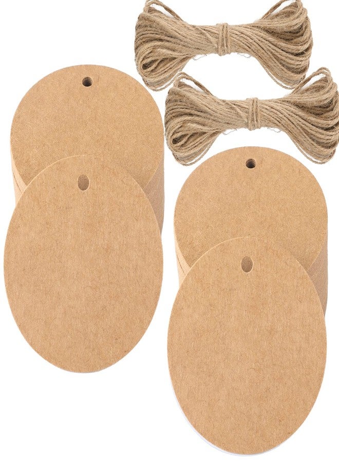 G2PLUS 100PCS Kraft Paper Gift Tag with String,2.2'' Round Paper Tags Blank Hang Tags Brown Circle Tags with Holes for Craft Projects, Xmas Gift, DIY Wedding Favor Bag - Image 1