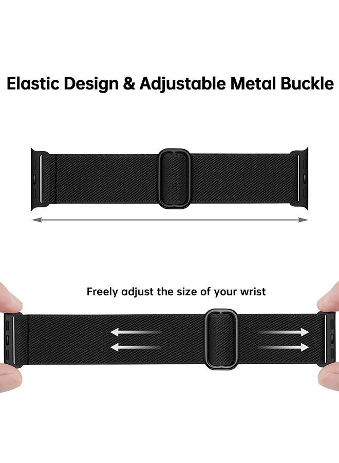 O Ozone [Pack of 4] Stretchy Nylon Sport Bands For Apple Watch Series 10 | Ultra 2 | 8 Ultra | 9 | 8 | 7 | 6 , 49/46/45/44/42mm Adjustable Braided Sport Elastic Wristband - Image 3