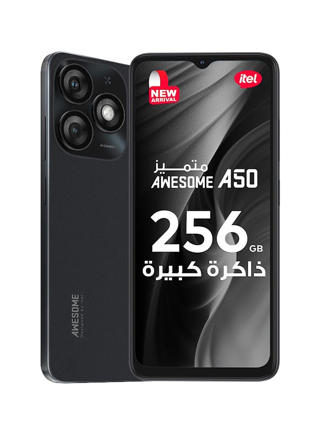 إيتيل A50 ثنائي الشريحة أسود ضبابي 4+8 جيجابايت رام 256 جيجابايت 4G - نسخة الشرق الأوسط - Image 1