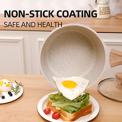 KOLEX 2 Quart Nonstick SaucePan With Lid, Nonstick Granite Saucepan for All Stove Top, SaucePan Small Soup Pot MilkPan with Pour Spouts, PFOA Free, Induction Competiable (White Granite, 2 Qt) - Image 4