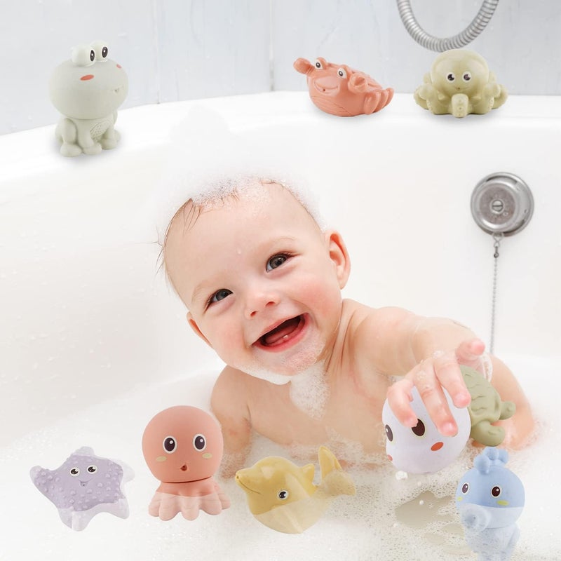 AMCHSURI Bath Toys for Babies 6-12 Months,10 PCS Mold Free Baby Bath Toys Ocean Animals Bathtub Float Toy for Water Play Kids Preschool Education Toy Christmas Birthday Baby Gifts - Image 4