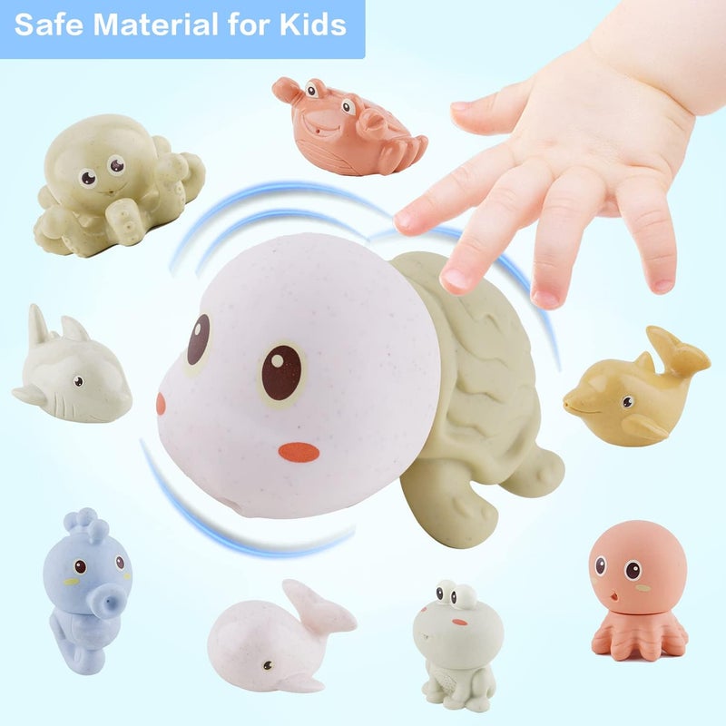 AMCHSURI Bath Toys for Babies 6-12 Months,10 PCS Mold Free Baby Bath Toys Ocean Animals Bathtub Float Toy for Water Play Kids Preschool Education Toy Christmas Birthday Baby Gifts - Image 5