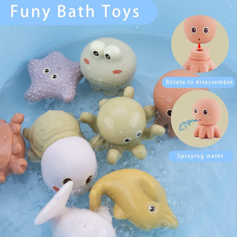 AMCHSURI Bath Toys for Babies 6-12 Months,10 PCS Mold Free Baby Bath Toys Ocean Animals Bathtub Float Toy for Water Play Kids Preschool Education Toy Christmas Birthday Baby Gifts - Image 2