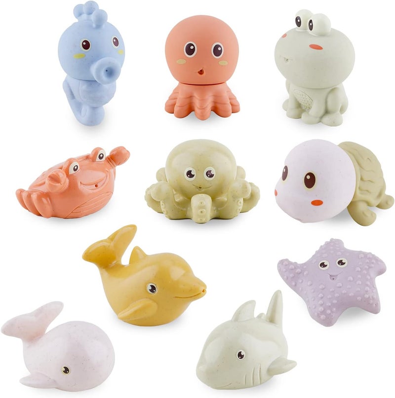 AMCHSURI Bath Toys for Babies 6-12 Months,10 PCS Mold Free Baby Bath Toys Ocean Animals Bathtub Float Toy for Water Play Kids Preschool Education Toy Christmas Birthday Baby Gifts - Image 1
