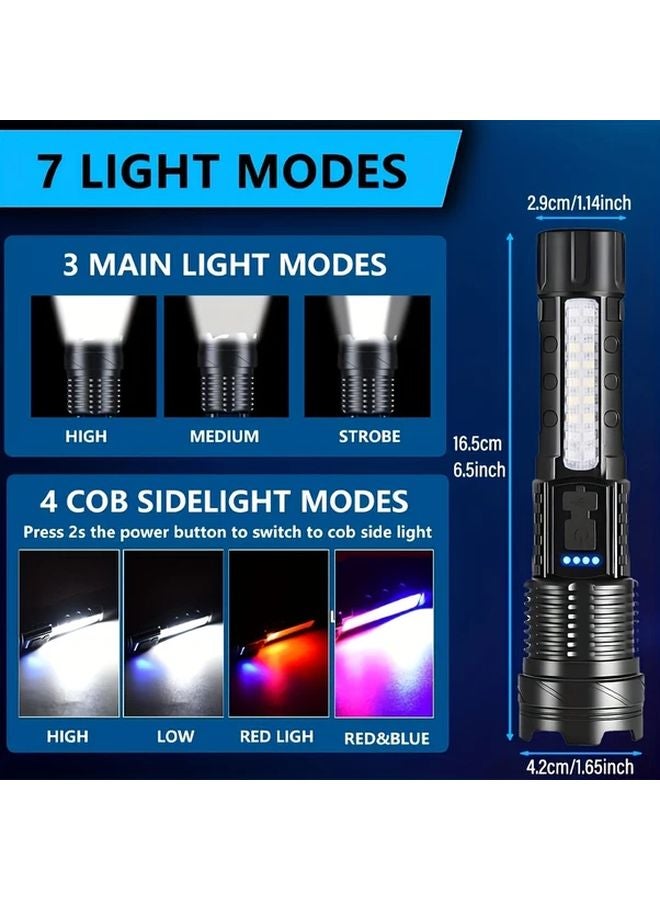 2pcs Rechargeable LED Flashlight Telescopic Zoom 7 Modes Portable Handheld - Image 4