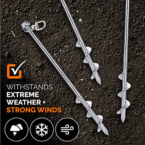 MightyPhine Earth Anchors - 12" Set of 8 Heavy Duty Ground Stakes - Screw in Anchors for Mobile Homes, Sheds, Swing Sets, Trees & Canopies - Includes Drill Bit - Image 4