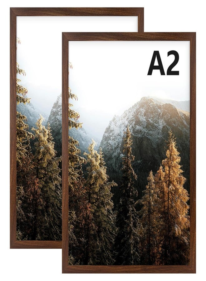 AUEAR, A2 Picture Frame Brown Set of 2, 16.5 x 23.4 Poster Prints Wall Mounted Horizontal and Vertical - Image 1