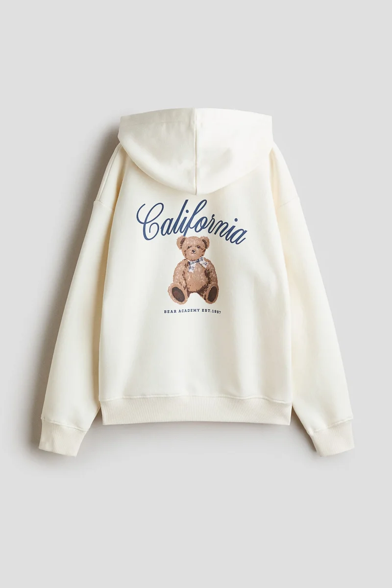 H&M Embroidery-motif zip-through hoodie