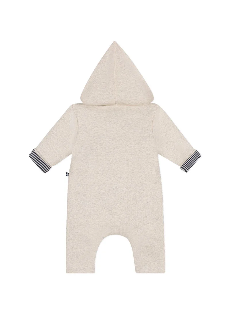 Petit Bateau Babies' padded hooded cotton jumpsuit