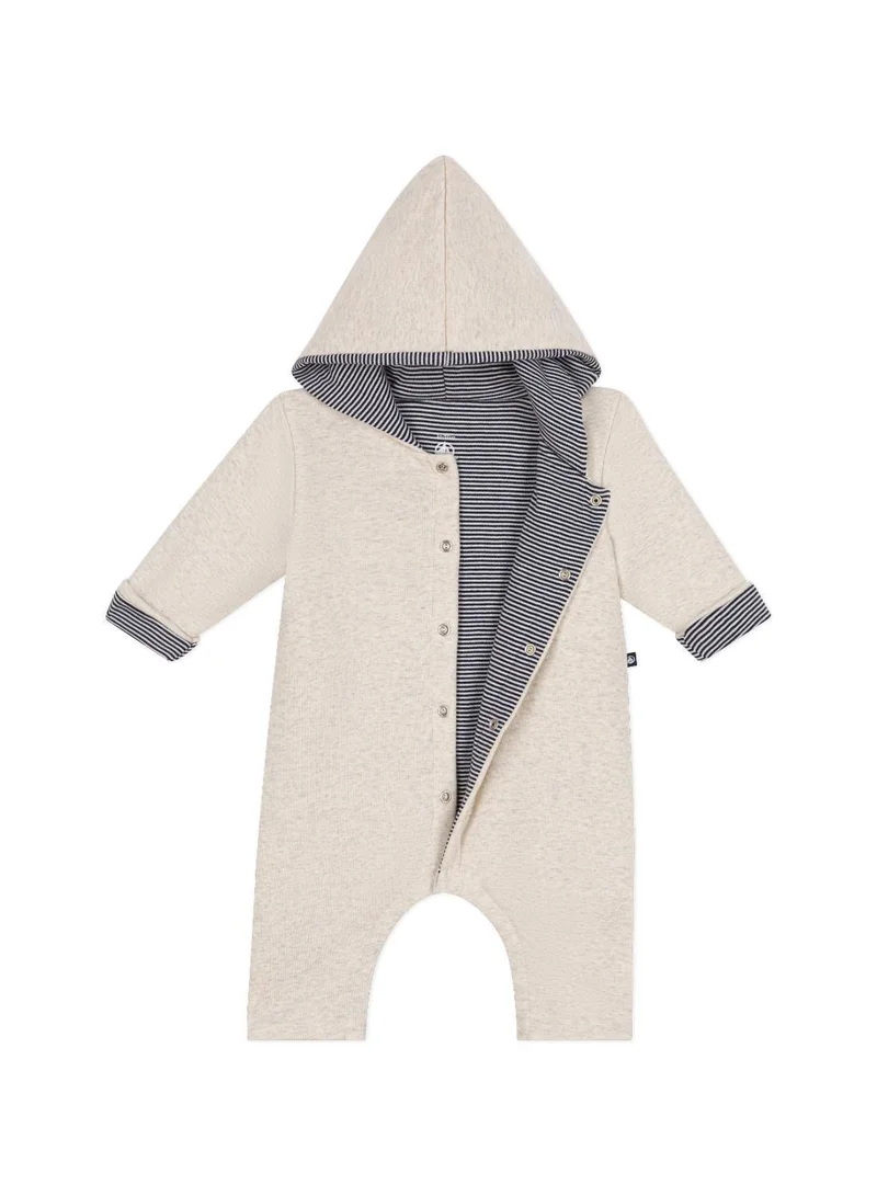 Petit Bateau Babies' padded hooded cotton jumpsuit