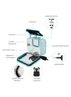 NIBEMINENT حافظة مقاومة للماء حتى عمق 60 متر لكاميرات HERO 12 Black/HERO 11 Black/HERO 10 Black/HERO 9 Black، غطاء حماية للغوص تحت الماء مع ملحقات حامل لكاميرا الحركة Go Pro Hero10 Hero9  - Image 5