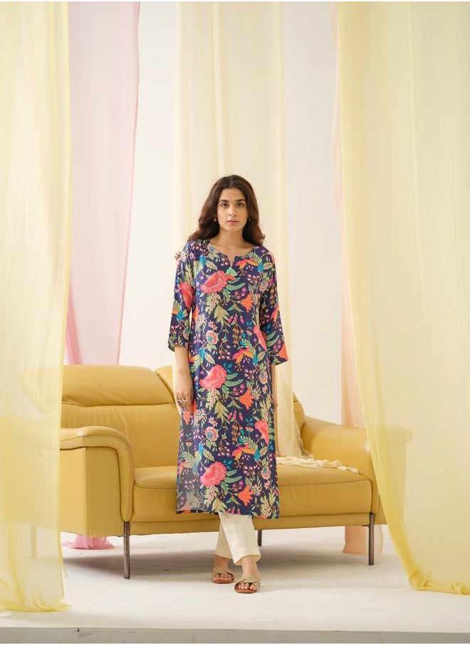 DW Floral Printed Straight Kurta by Styli  - Image 5