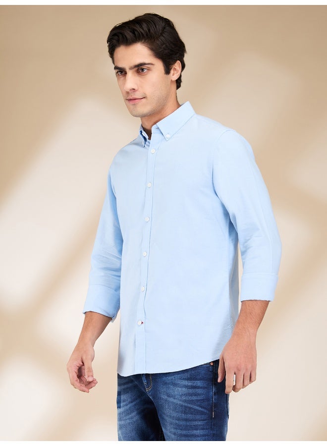 Being Human Mens Sky Blue Collared Long Sleeve Shirt - Image 2