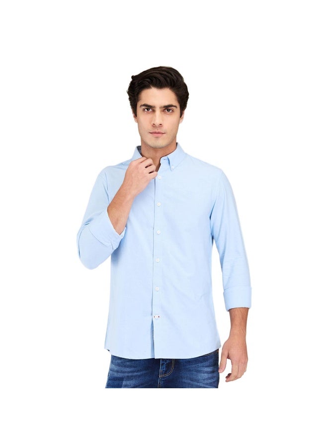 Being Human Mens Sky Blue Collared Long Sleeve Shirt - Image 1