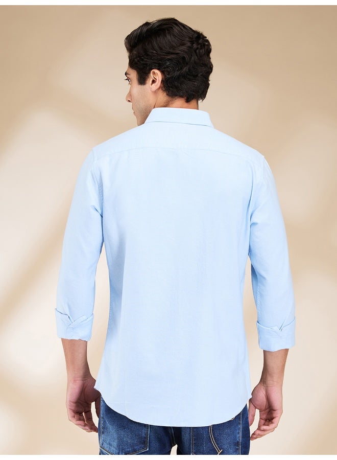 Being Human Mens Sky Blue Collared Long Sleeve Shirt - Image 3