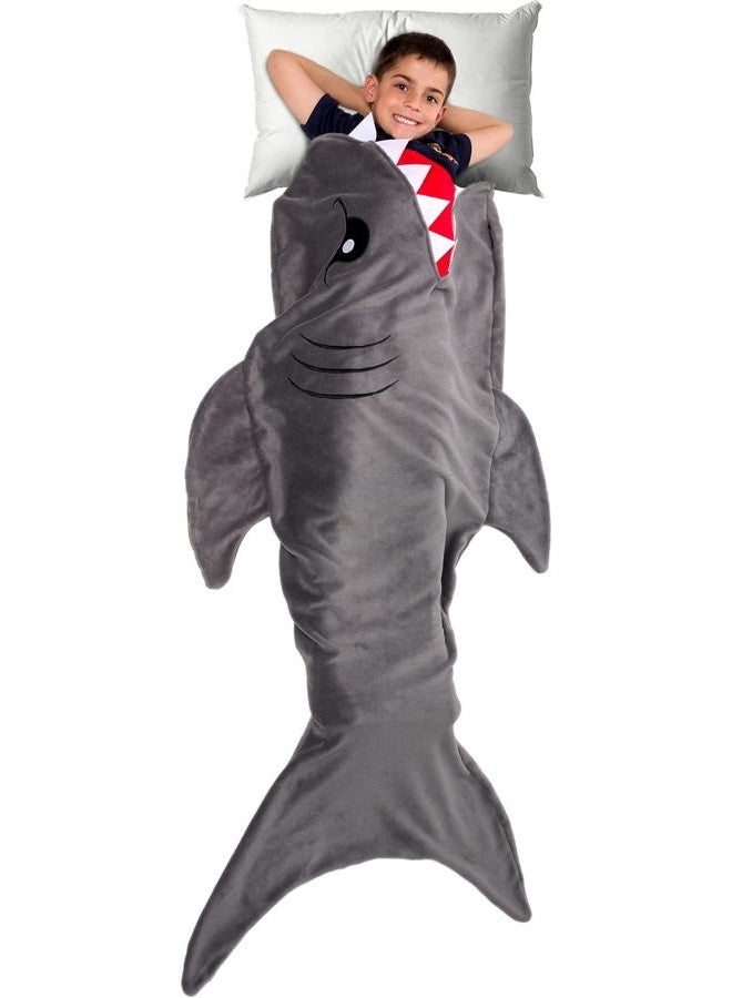 Silver Lilly Animal Tail Blanket - Plush Animal Sleeping Bag Blanket for Kids (Gray Shark) - Image 1