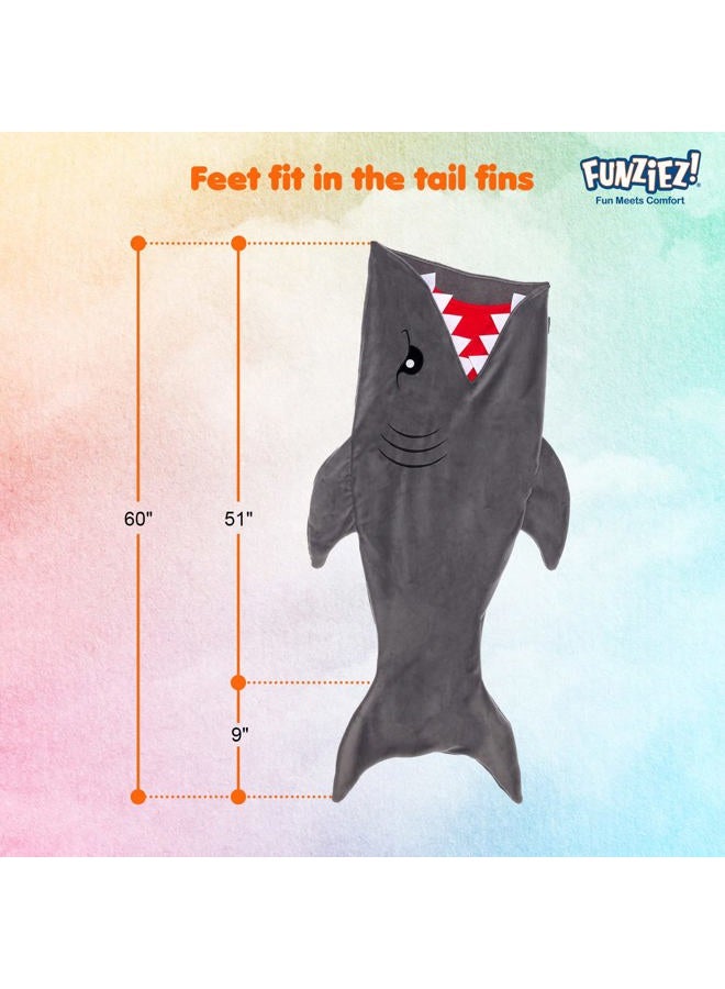 Silver Lilly Animal Tail Blanket - Plush Animal Sleeping Bag Blanket for Kids (Gray Shark) - Image 4