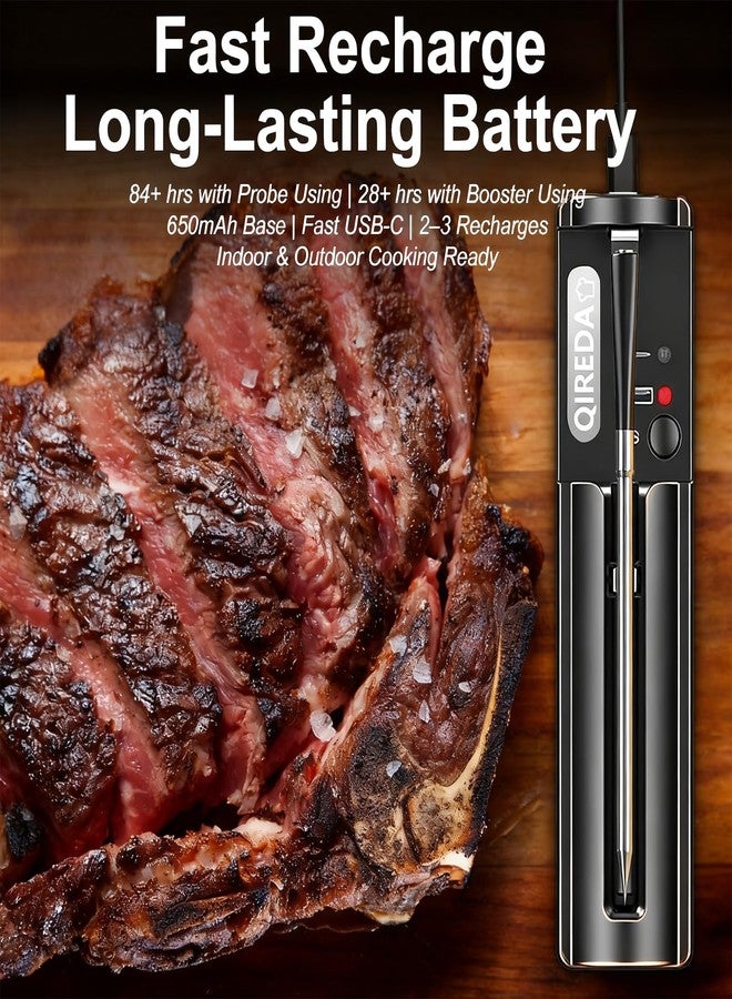 QIREDA Wireless Meat Thermometer Digital with 800ft Remote Range, Bluetooth 5.3 Wireless Thermometer for Cooking with Dual-Sensor Temperature Probe and App Alert for Oven BBQ Grilling Smoking - Image 5