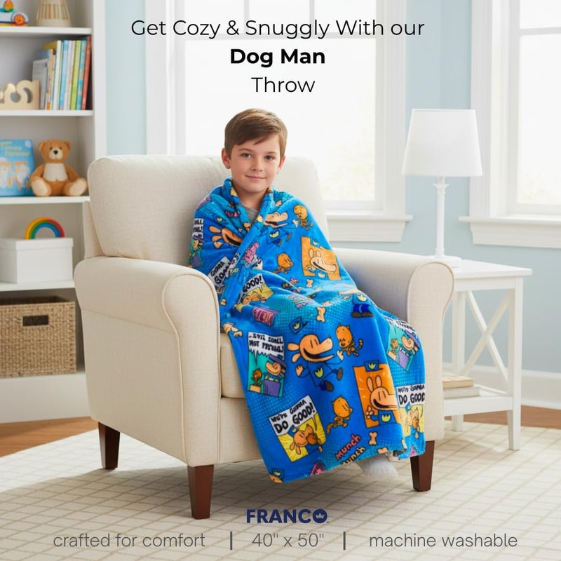Franco Dog Man Supa Book Kids Bedding Super Soft Cozy Plush Throw, 40 in x 50 in, (Officially Licensed Product) - Image 2