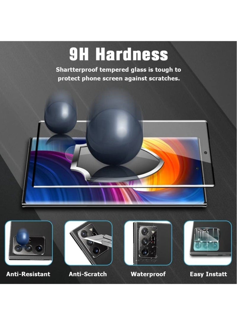 HuHa [2+2 Pack] Note 20 Ultra Glass Screen Protector, HD Clear 9H Tempered Glass Scratch Resistant, Fingerprint Unlock, 3D Curved, Bubble-Free  - Image 3