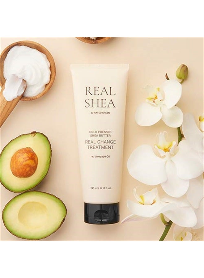Rated Green - Hair Treatment for Dry, Damaged Hair - 3 Steps Care: Protein, Moisturizing, Nutrition - Cold Pressed Organic Shea Butter Real Change Treatment - 8.11 fl. oz - Softening Hair Mask - Image 2