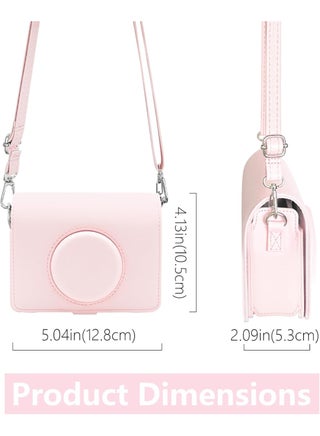 Camera Case Compatible with Fujifilm Instax Mini EVO, Light Pink Protective Bag with Shoulder Strap, Slim Fit Storage Case - view 3