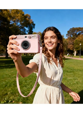 Camera Case Compatible with Fujifilm Instax Mini EVO, Light Pink Protective Bag with Shoulder Strap, Slim Fit Storage Case - view 5