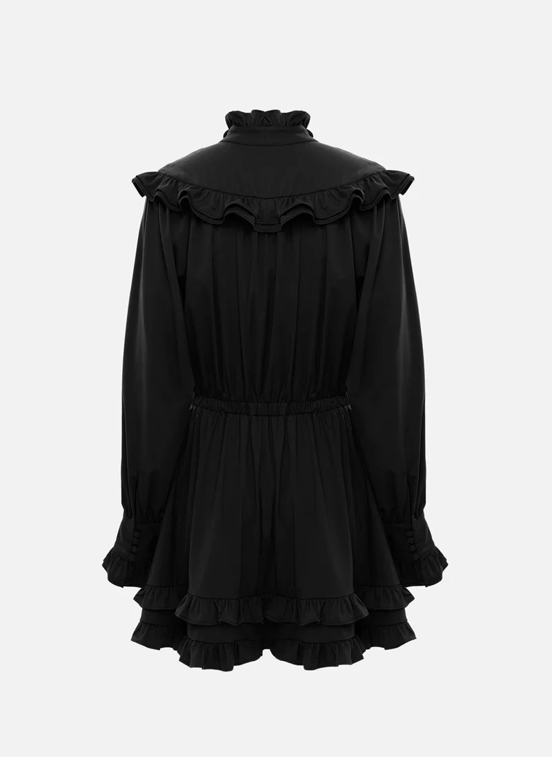 Lichi  Mini dress with collar bow and ruffles for Women | Best Price UAE