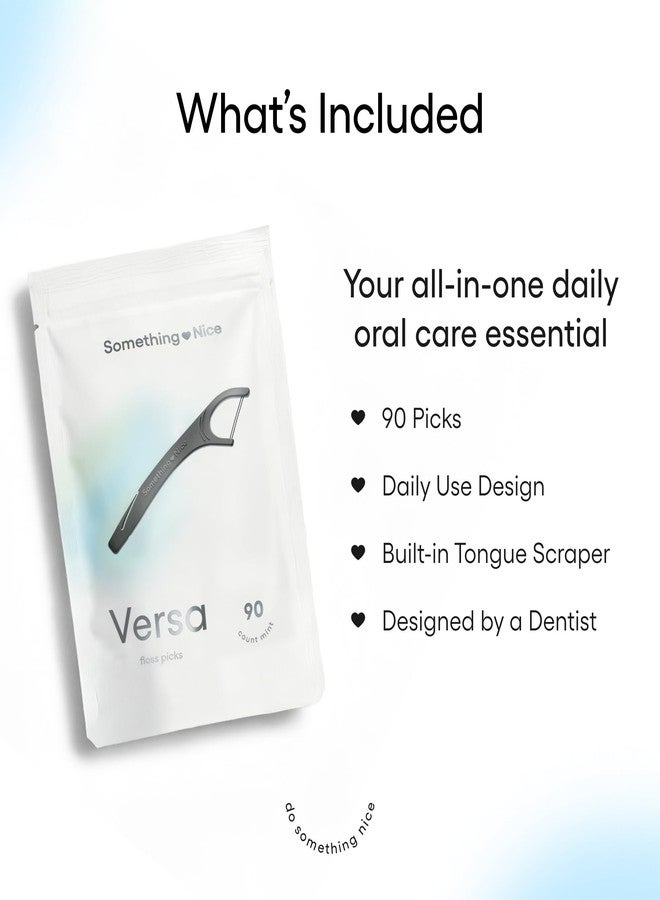 SOMETHING NICE Versa Floss Picks - Minty Fresh Twin Floss for Extra Strength with Mint Flavour - Dental Floss Picks with Tongue Scraper | Flossers with Xylitol for Enhanced Protection 90-Pack - Image 5