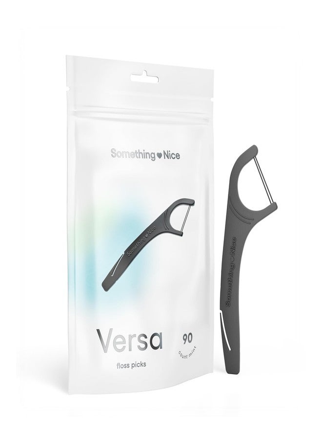 SOMETHING NICE Versa Floss Picks - Minty Fresh Twin Floss for Extra Strength with Mint Flavour - Dental Floss Picks with Tongue Scraper | Flossers with Xylitol for Enhanced Protection 90-Pack - Image 1