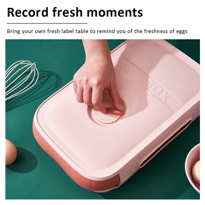 Evona Drawer Type Egg Storage Box 1821 Grids Drawer Type Refrigerator Egg Tray Egg Container Box Kitchen Storage AccessoryPlastic pink - Image 3