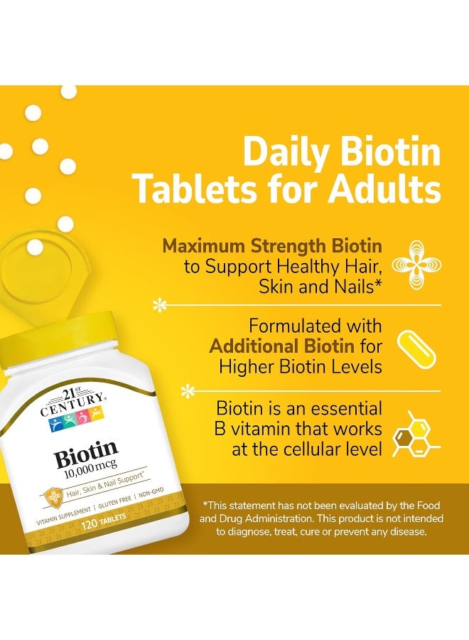 21st Century Biotin Tablets 10,000 mcg for Hair, Skin & Nails - Image 2