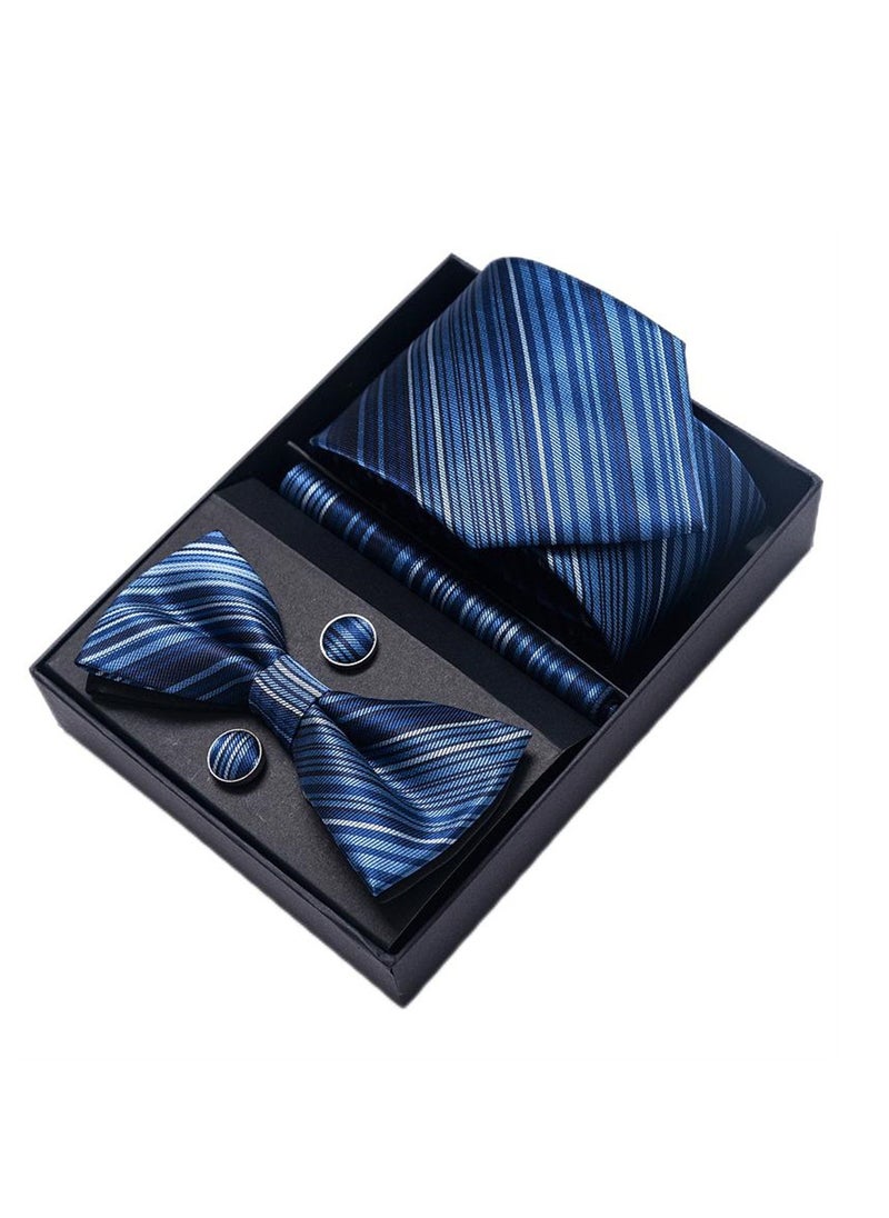 Generic - 5 pcs high-end tie for men business professional formal tie bow tie cufflinks square scarf fashion accessories gift box - Image 1