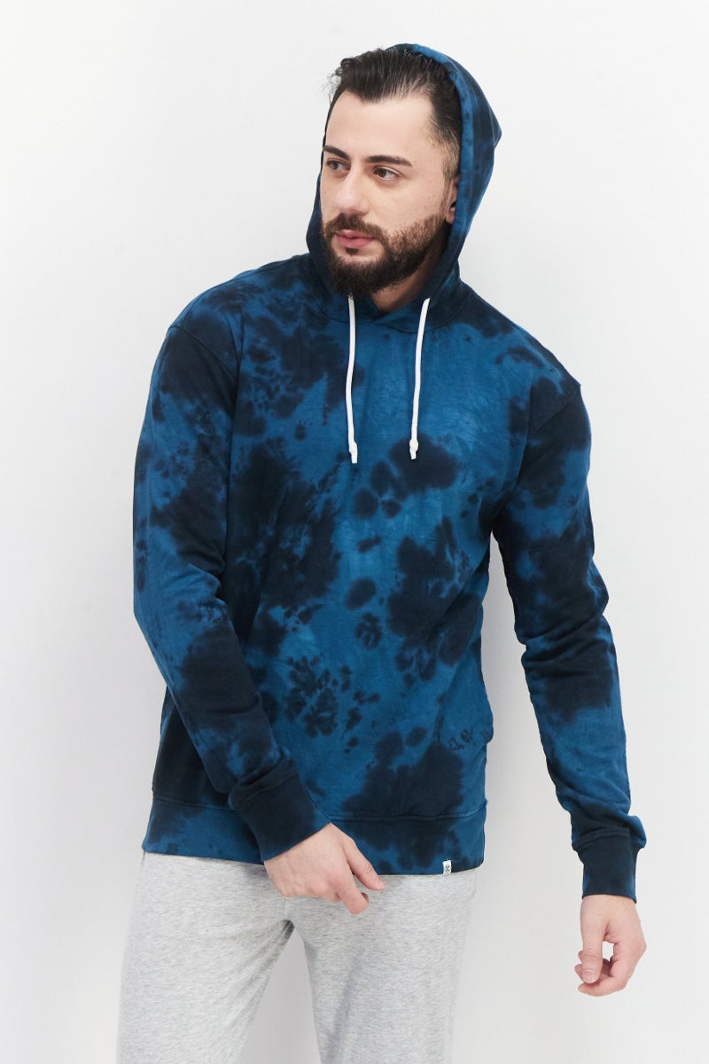 Sovereign Code سويت شيرتات بأكمام طويلة مع غطاء للرأس للرجال، مزيج أزرق - Image 1