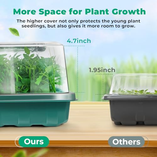 Ourhom Seed Starter Tray, Seed Starter Kit with Grow Lights and Heat Mat, 96-Cell Seed Growing Tray, Seed Starting Trays Plant Starter Kit and Base, Indoor Gardening Plant Germination Trays (2) - Image 5