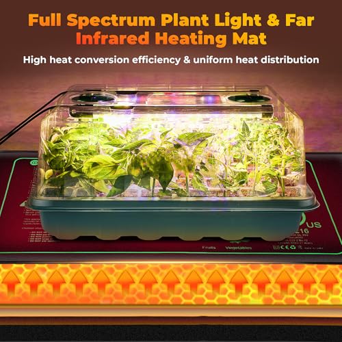 Ourhom Seed Starter Tray, Seed Starter Kit with Grow Lights and Heat Mat, 96-Cell Seed Growing Tray, Seed Starting Trays Plant Starter Kit and Base, Indoor Gardening Plant Germination Trays (2) - Image 3
