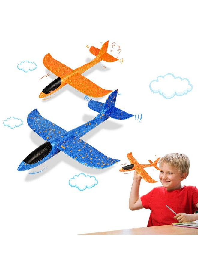 فكوستور عبوتان من طائرات الرغوة - طائرة شراعية رغوية مقاس 13.3 بوصة - 2 وضع طيران من ألعاب الرغوة الطائرة المفاجئة للأطفال الأولاد والبنات (أزرق وبرتقالي) - Image 1