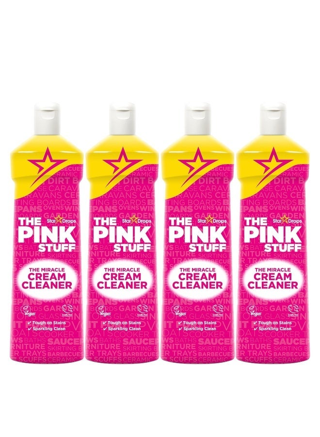 The Pink Stuff Stardrops Miracle Cream Cleaner 500ml – Pack of 4, All-Purpose Household Cleaner, Removes Stains & Dirt - Image 1