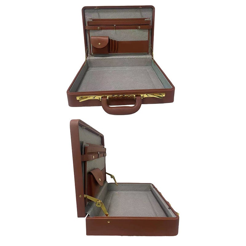 Retro Pu Leather Briefcase Business Travel Portable Briefcase Lawyer Handbag Men'S Briefcase - Image 3