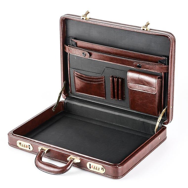 Retro Pu Leather Briefcase Business Travel Portable Briefcase Lawyer Handbag Men'S Briefcase - Image 2