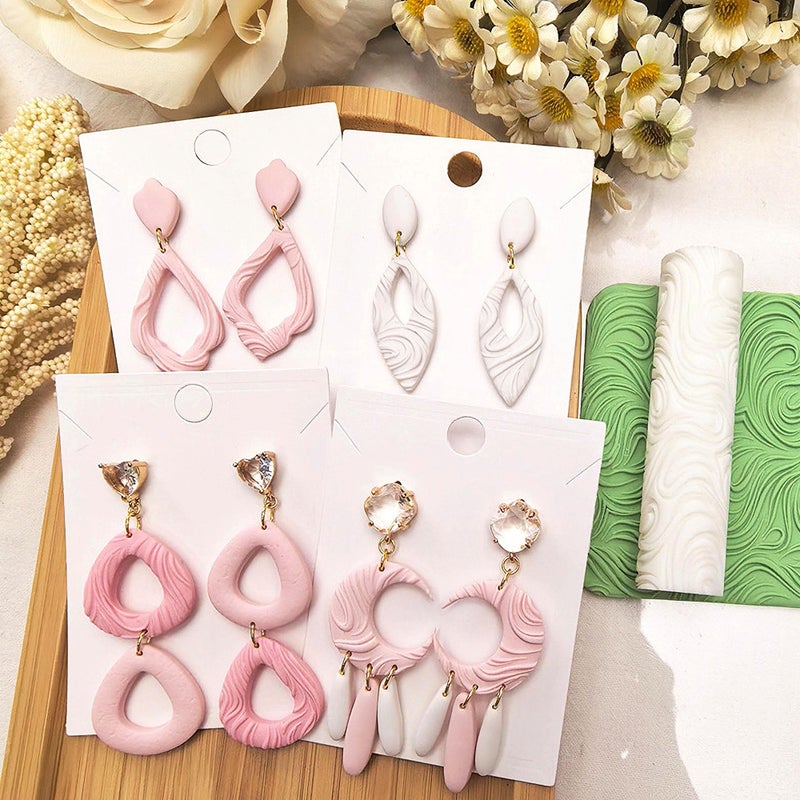 MLLNFUE 3Pcs Polymer Clay Texture Roller Work with Polymer Clay Cutters for DIY Earrings Jewelry Making Craft Supplies - Image 4