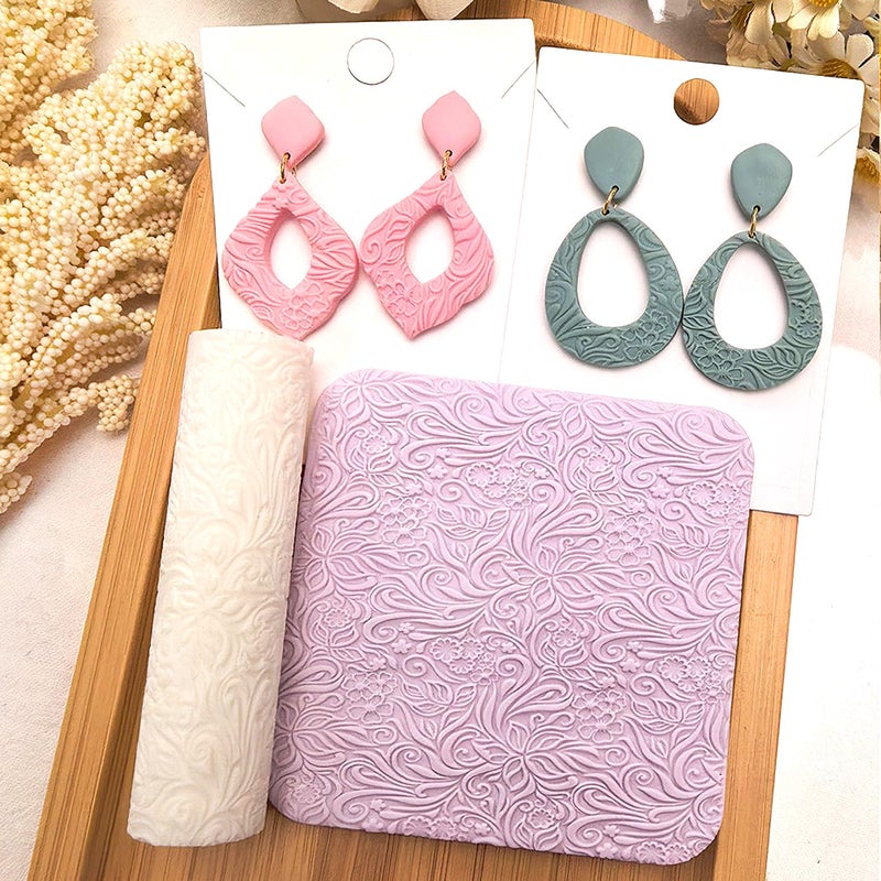 MLLNFUE 3Pcs Polymer Clay Texture Roller Work with Polymer Clay Cutters for DIY Earrings Jewelry Making Craft Supplies - Image 5