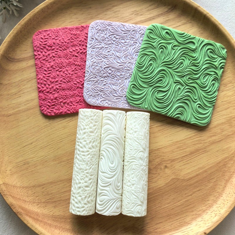 MLLNFUE 3Pcs Polymer Clay Texture Roller Work with Polymer Clay Cutters for DIY Earrings Jewelry Making Craft Supplies - Image 1
