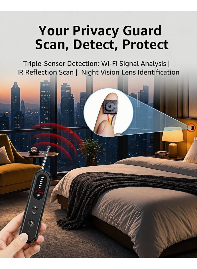 Hidden Camera Detector – 1-6.5GHz RF Signal Scanner, GPS Tracker Finder, 3-in-1 Anti Spy Bug Sweeper with Magnetic Detection & Optical Lens Finder for Hotel Car Office Travel - Image 4