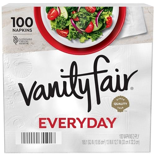 Vanity Fair Everyday Paper Napkins, 100 Count, Disposable Napkins Made Soft And Smooth For Everyday Meals - Image 1