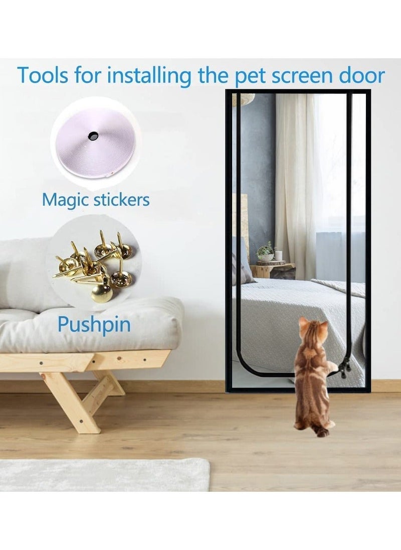 NIBEMINENT Pet Screen Door Thickened Cat Resistant Mesh Strong Nano-Coating Anti-Scratch for Living Room Patio Scratch Proof with Zipper Closure 90x210cm  - Image 5