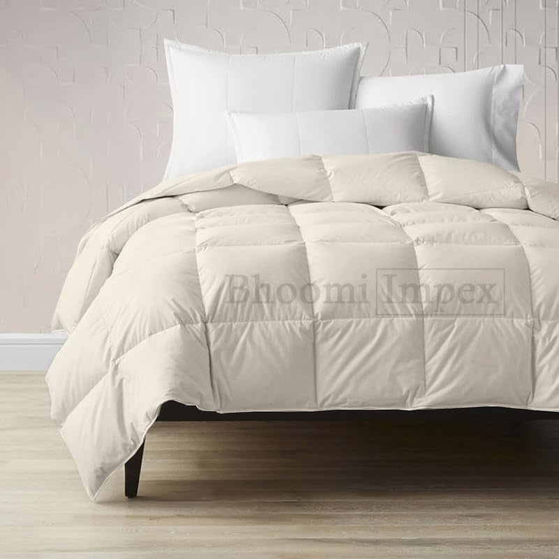 Bhoomi Impex Comforter for Double Bed All SeasonACSummer Solid Double Bed Comforter Quilt Blanket Dohar Duvets Ultra Soft Light Weight 300 GSM Ivory - Image 1