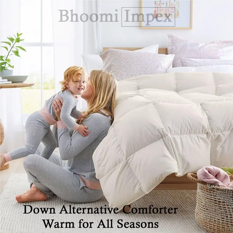 Bhoomi Impex Comforter for Double Bed All SeasonACSummer Solid Double Bed Comforter Quilt Blanket Dohar Duvets Ultra Soft Light Weight 300 GSM Ivory - Image 4