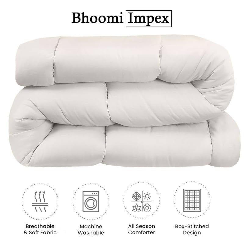Bhoomi Impex Comforter for Double Bed All SeasonACSummer Solid Double Bed Comforter Quilt Blanket Dohar Duvets Ultra Soft Light Weight 300 GSM Ivory - Image 5