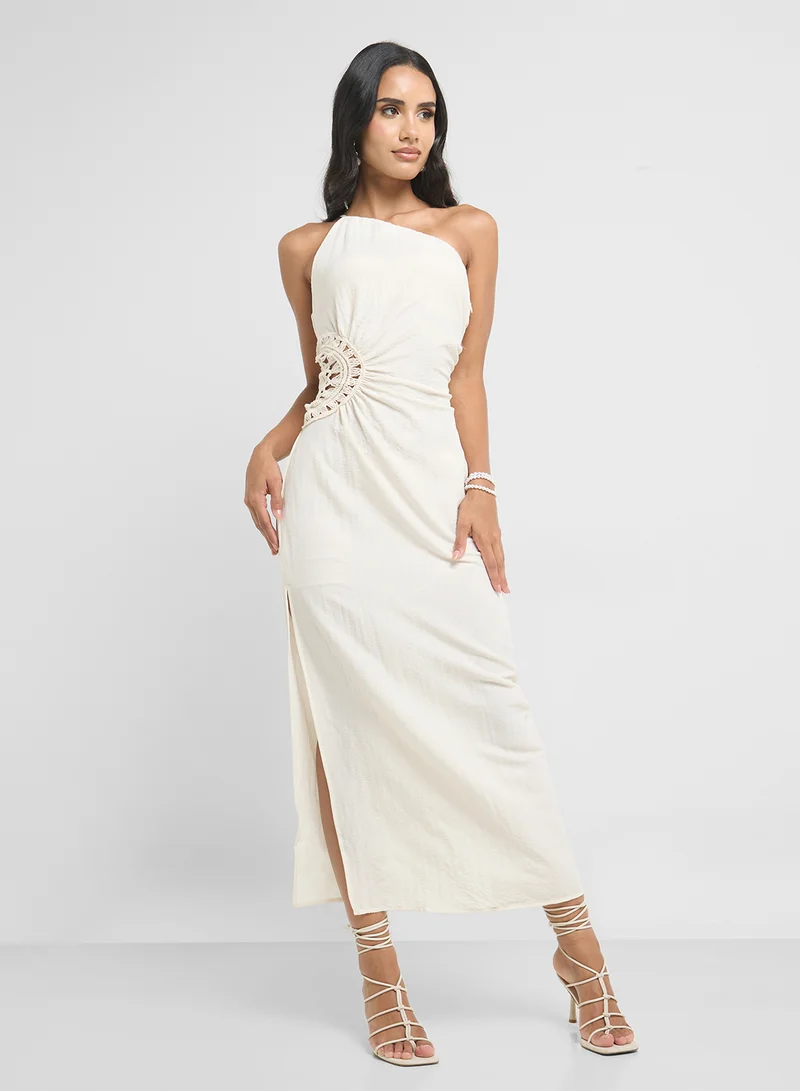 جينجر One Shoulder Gather Detail Maxi Dress